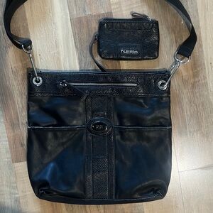 Tyler Rodan Black Leather Purse with matching Attached Wallet